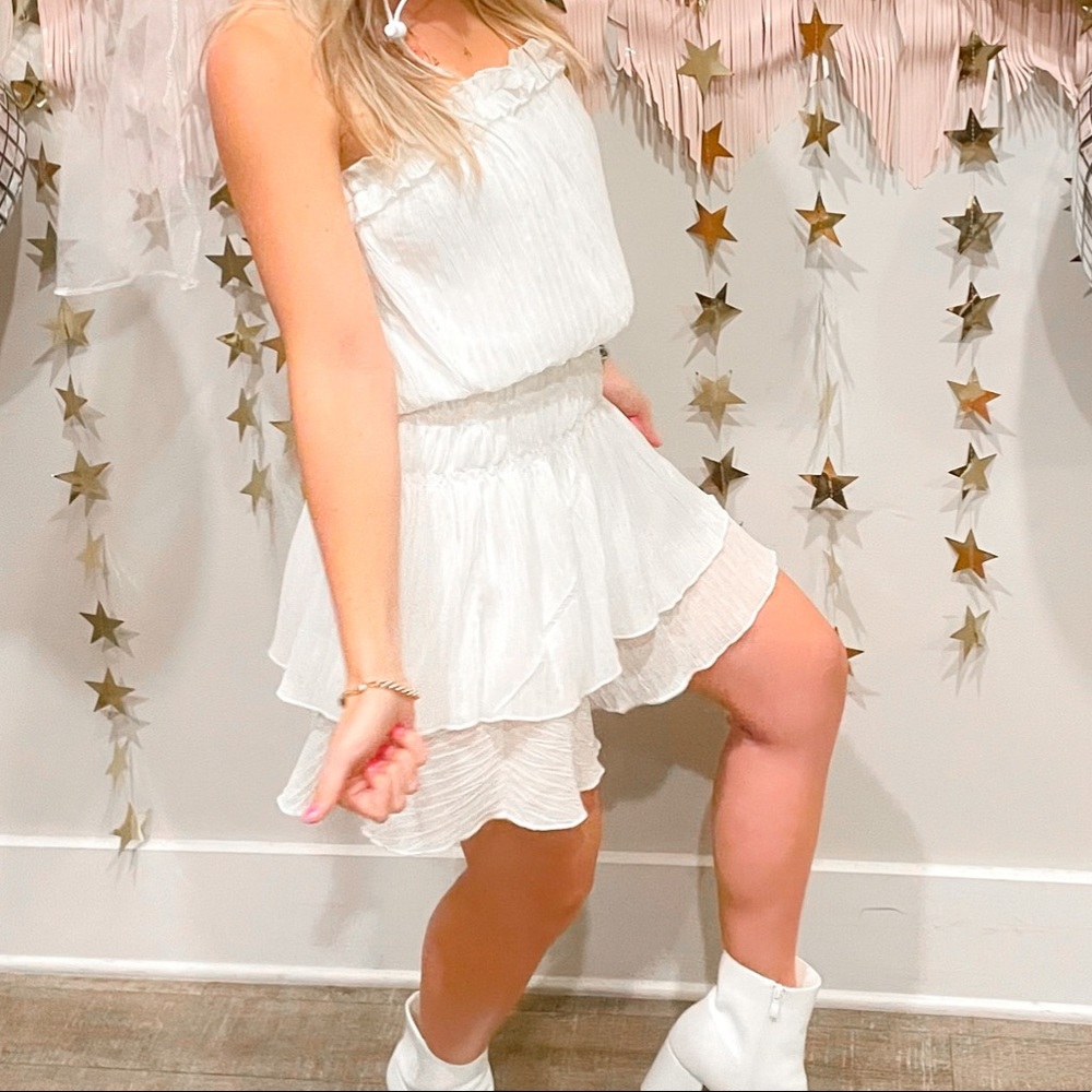 White Strapless Ruffle Mini Dress from Fab’rik Boutique Size Medium